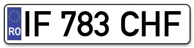 Placuta inmatriculare numar auto  IF-783-CHF, IF 783 CHF, IF783CHF