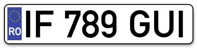 Placuta inmatriculare numar auto  IF-789-GUI, IF 789 GUI, IF789GUI