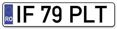 Placuta inmatriculare numar auto  IF-79-PLT, IF 79 PLT, IF79PLT