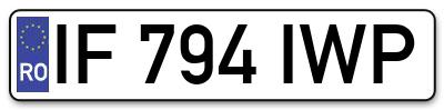 Placuta inmatriculare numar auto  IF-794-IWP, IF 794 IWP, IF794IWP