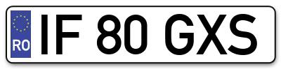 Placuta inmatriculare numar auto  IF-80-GXS, IF 80 GXS, IF80GXS