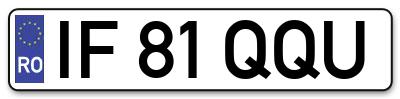 Placuta inmatriculare numar auto  IF-81-QQU, IF 81 QQU, IF81QQU