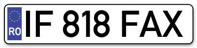 Placuta inmatriculare numar auto  IF-818-FAX, IF 818 FAX, IF818FAX
