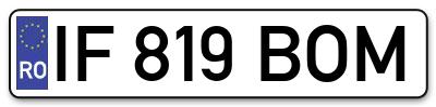 Placuta inmatriculare numar auto  IF-819-BOM, IF 819 BOM, IF819BOM
