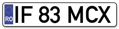 Placuta inmatriculare numar auto  IF-83-MCX, IF 83 MCX, IF83MCX