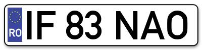 Placuta inmatriculare numar auto  IF-83-NAO, IF 83 NAO, IF83NAO