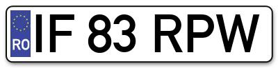 Placuta inmatriculare numar auto  IF-83-RPW, IF 83 RPW, IF83RPW