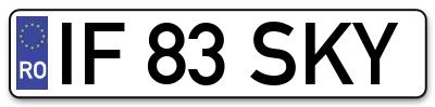Placuta inmatriculare numar auto  IF-83-SKY, IF 83 SKY, IF83SKY