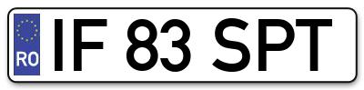 Placuta inmatriculare numar auto  IF-83-SPT, IF 83 SPT, IF83SPT