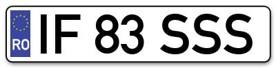 Placuta inmatriculare numar auto  IF-83-SSS, IF 83 SSS, IF83SSS