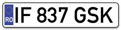 Placuta inmatriculare numar auto  IF-837-GSK, IF 837 GSK, IF837GSK