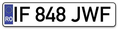 Placuta inmatriculare numar auto  IF-848-JWF, IF 848 JWF, IF848JWF