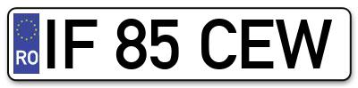 Placuta inmatriculare numar auto  IF-85-CEW, IF 85 CEW, IF85CEW