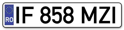 Placuta inmatriculare numar auto  IF-858-MZI, IF 858 MZI, IF858MZI