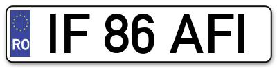 Placuta inmatriculare numar auto  IF-86-AFI, IF 86 AFI, IF86AFI