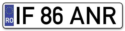 Placuta inmatriculare numar auto  IF-86-ANR, IF 86 ANR, IF86ANR