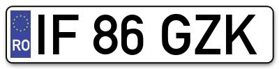 Placuta inmatriculare numar auto  IF-86-GZK, IF 86 GZK, IF86GZK