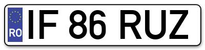Placuta inmatriculare numar auto  IF-86-RUZ, IF 86 RUZ, IF86RUZ