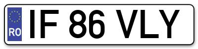 Placuta inmatriculare numar auto  IF-86-VLY, IF 86 VLY, IF86VLY