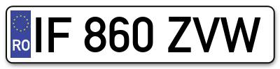Placuta inmatriculare numar auto  IF-860-ZVW, IF 860 ZVW, IF860ZVW