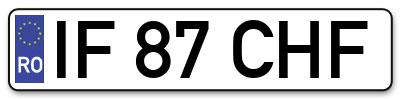 Placuta inmatriculare numar auto  IF-87-CHF, IF 87 CHF, IF87CHF