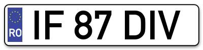 Placuta inmatriculare numar auto  IF-87-DIV, IF 87 DIV, IF87DIV