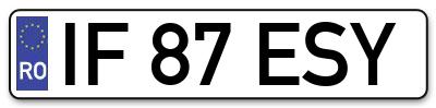 Placuta inmatriculare numar auto  IF-87-ESY, IF 87 ESY, IF87ESY