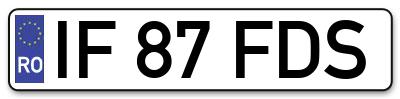 Placuta inmatriculare numar auto  IF-87-FDS, IF 87 FDS, IF87FDS