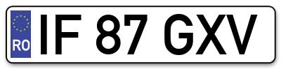 Placuta inmatriculare numar auto  IF-87-GXV, IF 87 GXV, IF87GXV