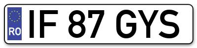 Placuta inmatriculare numar auto  IF-87-GYS, IF 87 GYS, IF87GYS