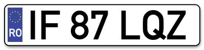 Placuta inmatriculare numar auto  IF-87-LQZ, IF 87 LQZ, IF87LQZ