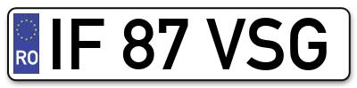 Placuta inmatriculare numar auto  IF-87-VSG, IF 87 VSG, IF87VSG