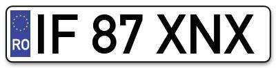 Placuta inmatriculare numar auto  IF-87-XNX, IF 87 XNX, IF87XNX