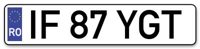 Placuta inmatriculare numar auto  IF-87-YGT, IF 87 YGT, IF87YGT
