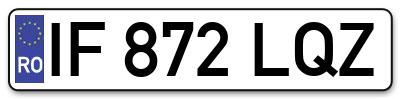 Placuta inmatriculare numar auto  IF-872-LQZ, IF 872 LQZ, IF872LQZ