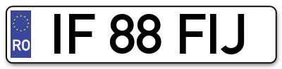 Placuta inmatriculare numar auto  IF-88-FIJ, IF 88 FIJ, IF88FIJ
