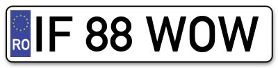 Placuta inmatriculare numar auto  IF-88-WOW, IF 88 WOW, IF88WOW