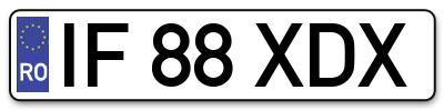 Placuta inmatriculare numar auto  IF-88-XDX, IF 88 XDX, IF88XDX