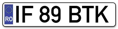 Placuta inmatriculare numar auto  IF-89-BTK, IF 89 BTK, IF89BTK