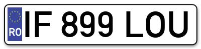 Placuta inmatriculare numar auto  IF-899-LOU, IF 899 LOU, IF899LOU