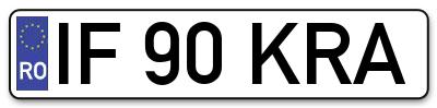 Placuta inmatriculare numar auto  IF-90-KRA, IF 90 KRA, IF90KRA