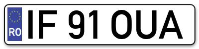 Placuta inmatriculare numar auto  IF-91-OUA, IF 91 OUA, IF91OUA