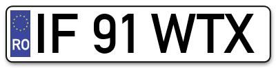 Placuta inmatriculare numar auto  IF-91-WTX, IF 91 WTX, IF91WTX