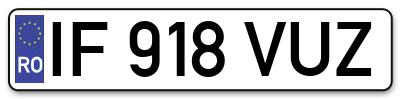 Placuta inmatriculare numar auto  IF-918-VUZ, IF 918 VUZ, IF918VUZ