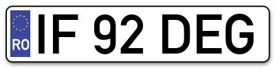 Placuta inmatriculare numar auto  IF-92-DEG, IF 92 DEG, IF92DEG