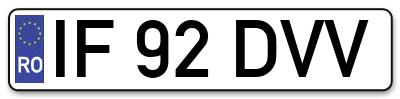 Placuta inmatriculare numar auto  IF-92-DVV, IF 92 DVV, IF92DVV