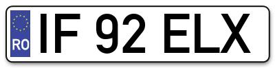 Placuta inmatriculare numar auto  IF-92-ELX, IF 92 ELX, IF92ELX