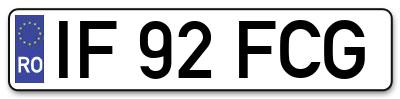 Placuta inmatriculare numar auto  IF-92-FCG, IF 92 FCG, IF92FCG