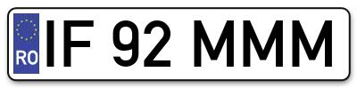 Placuta inmatriculare numar auto  IF-92-MMM, IF 92 MMM, IF92MMM