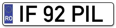 Placuta inmatriculare numar auto  IF-92-PIL, IF 92 PIL, IF92PIL